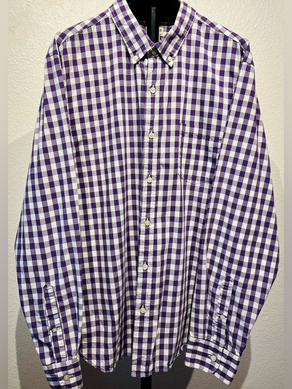 J. Crew Purple and White Gingham Button-Down Shirt - Slim Fit - Size XL (Men’s)